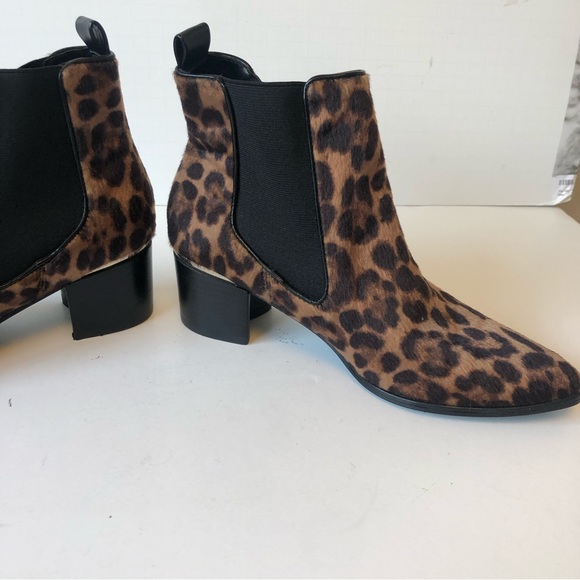 Nine West Leopard Print Chelsea Boots Natural Multi Pony Hair Size 8 - Picture 9 of 16